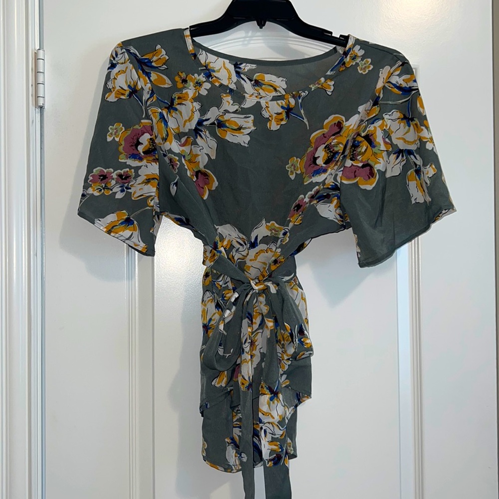 Green Floral Shein Blouse - 3XL